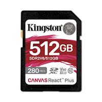 MEMORIA FLASH SD KINGSTON SDXC CANVAS REACT PLUS 512GB 280R/150W UHS-II U3 V60 SDR2V6/512GB MEMORIA FLASH SD KINGSTON SDXC CANVAS REACT PLUS 512GB 280R/150W UHS-II U3 V60 SDR2V6/512GB